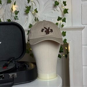 Playboy Bunny PB Logo Dad Hat Cap Beige Brown Adjustable Strapback OSFM